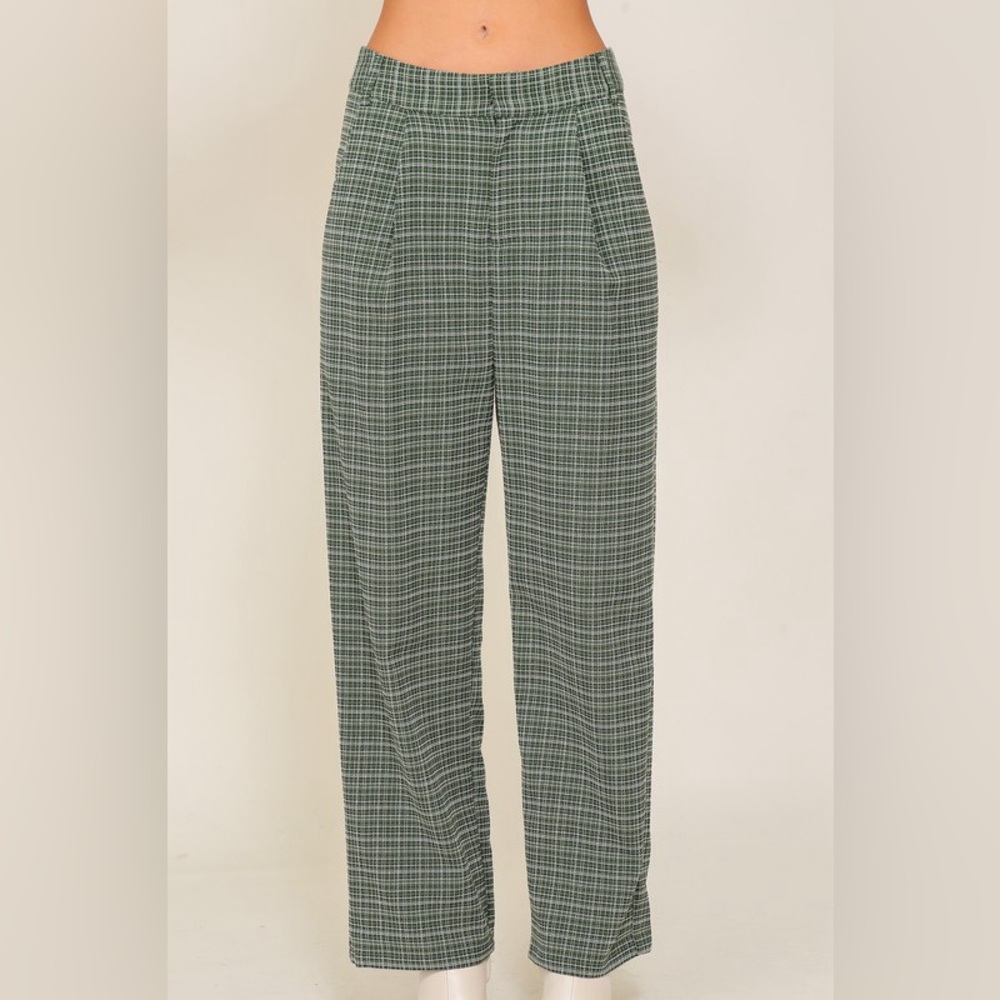 Retro Loose Fit Plaid Tailored Pants